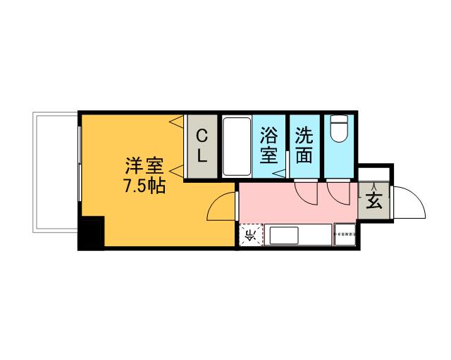 メルヘンローズ学研都市(1K/5階)の間取り写真