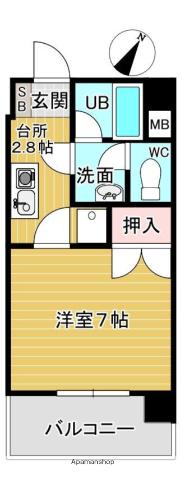 天神南ロイヤルハイツ(1K/3階)の間取り写真