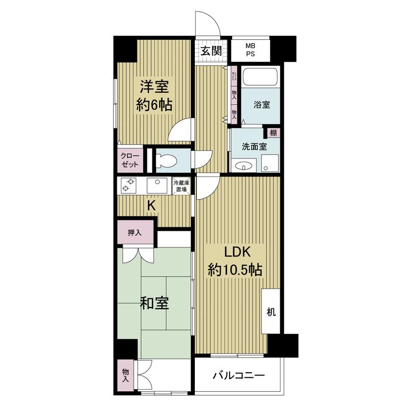 フォレステージュ天神(2LDK/7階)の間取り写真