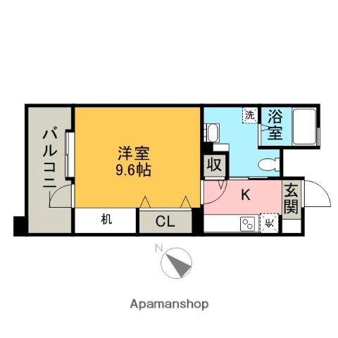 アントゥール薬院(1K/13階)の間取り写真