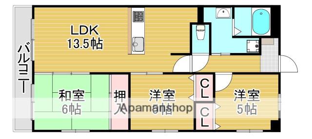 ディアス宮嵜(3LDK/2階)の間取り写真
