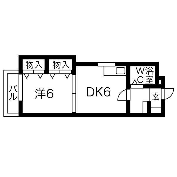 中村ビル(1DK/5階)の間取り写真