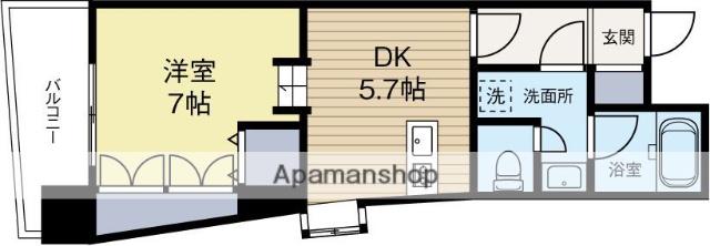 フレックス大濠公園(1DK/6階)の間取り写真