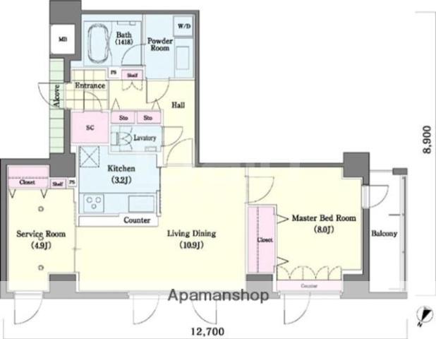 クラスけやき通(2LDK/9階)の間取り写真