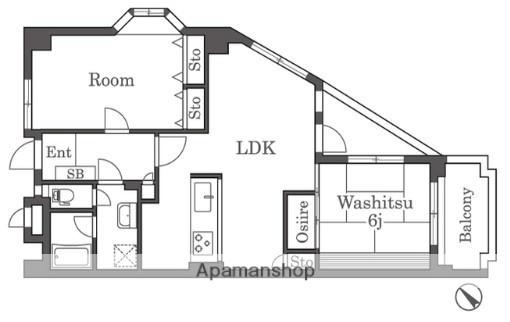 KM原田ビル(2LDK/10階)の間取り写真