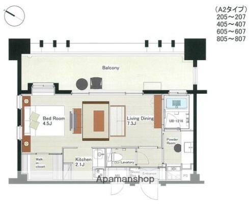 THEPALACENAGAHAMABAYザ・パレス長浜ベ(1LDK/4階)の間取り写真