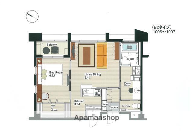 THEPALACENAGAHAMABAYザ・パレス長浜ベ(1LDK/10階)の間取り写真