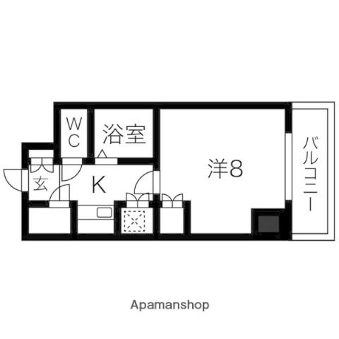 ビュークレスト薬院大通(1K/6階)の間取り写真