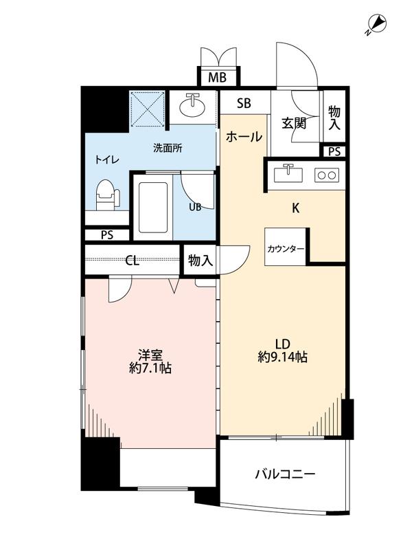 クレアランドマーク(1LDK/8階)の間取り写真