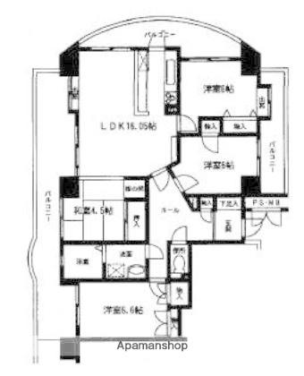 グランツリー室見(4LDK/3階)の間取り写真