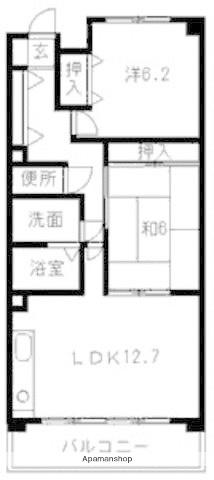 エルミタージュ平尾(2LDK/2階)の間取り写真