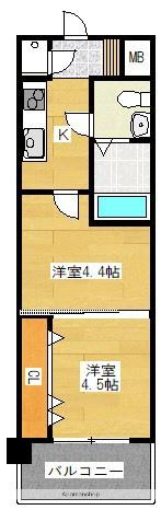 NO51 PROJECT2100日赤通(2K/8階)の間取り写真