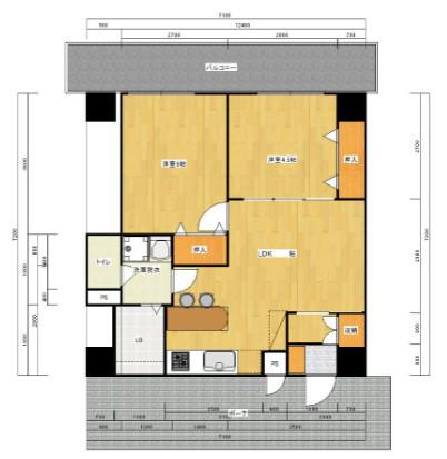 第7川崎ビル(2LDK/5階)の間取り写真