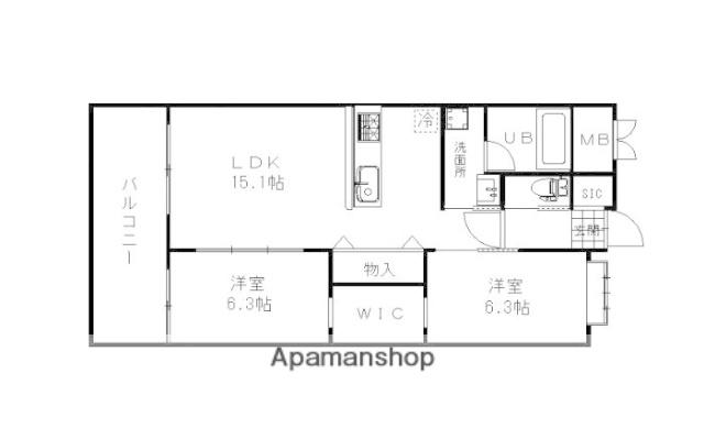 アントレ平尾参道(2LDK/3階)の間取り写真