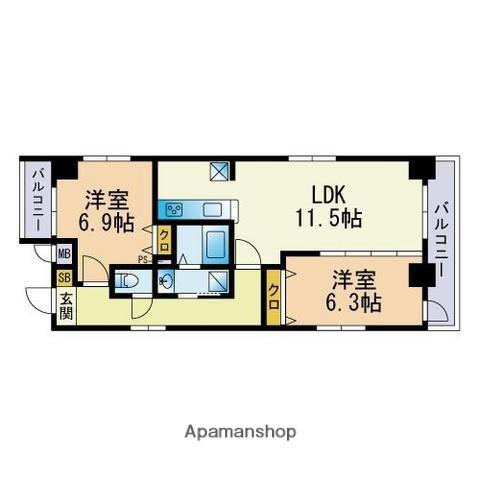 AKASAKA2320(2LDK/3階)の間取り写真