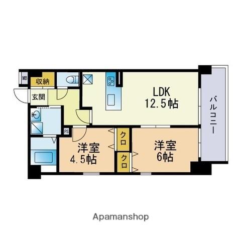 GIRASOLE TENJIN(2LDK/10階)の間取り写真