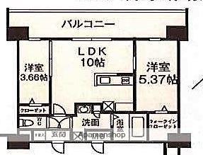MODERN PALAZZO 天神AXIA(2LDK/13階)の間取り写真