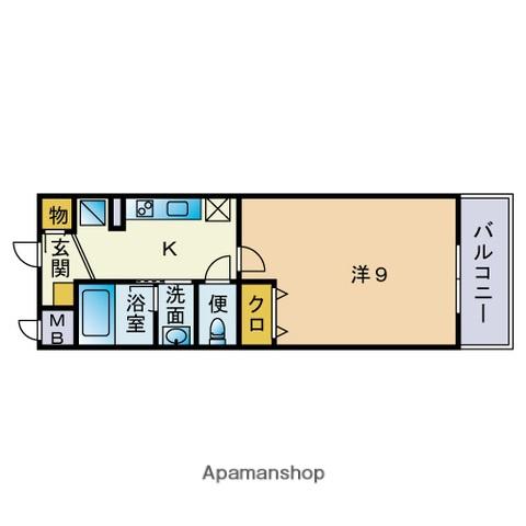 パークスクエア大濠(1K/4階)の間取り写真