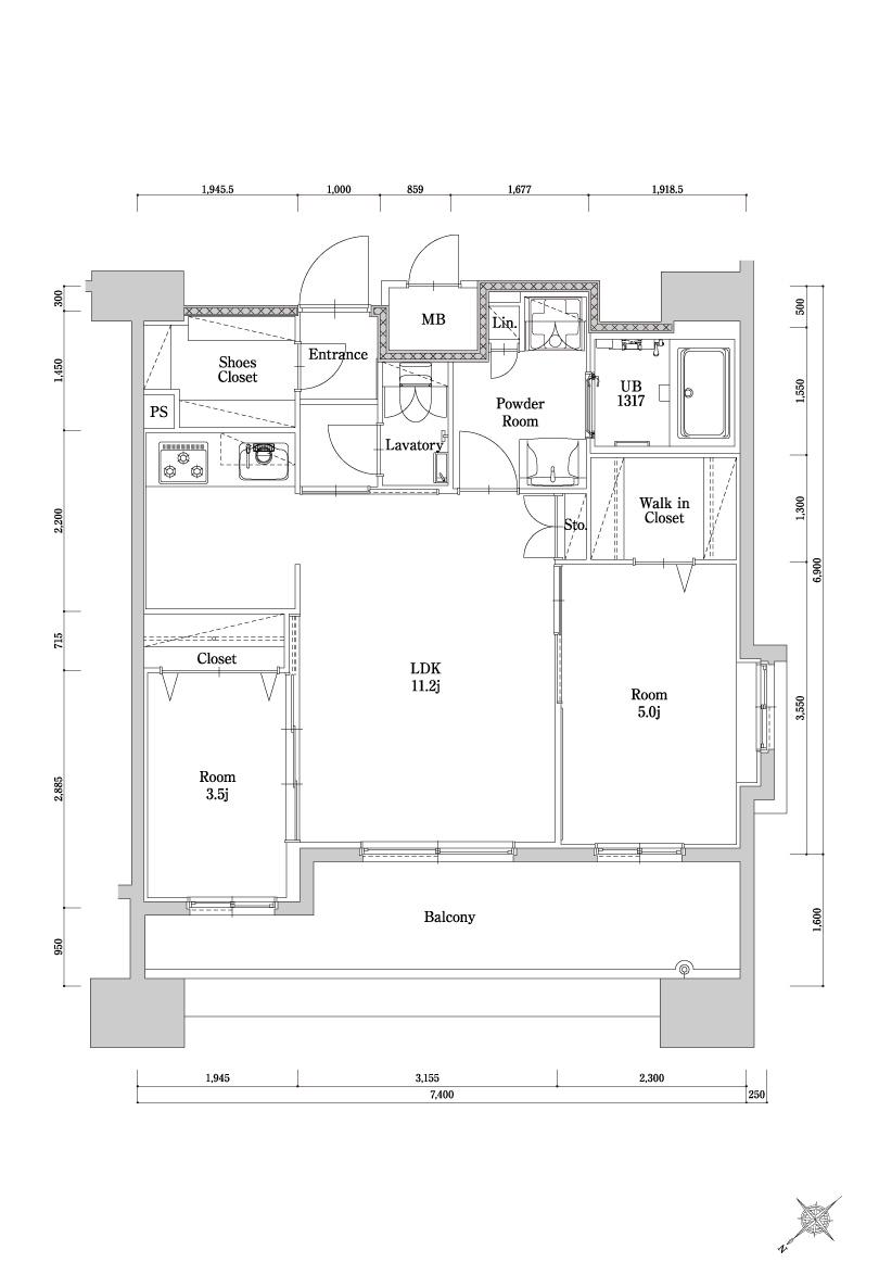 エンクレスト博多駅南GRACE(2LDK/13階)の間取り写真