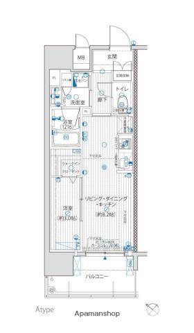 リベール博多駅前(1LDK/8階)の間取り写真