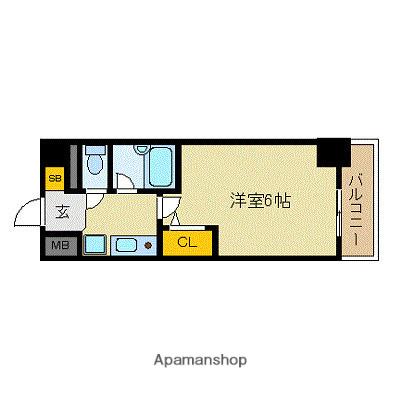 エスリード天神第2(1K/6階)の間取り写真