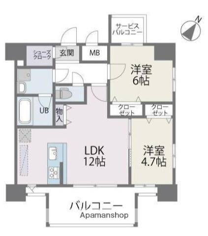 MODERN PALAZZO 博多デュオグランデウエスト(2LDK/7階)の間取り写真