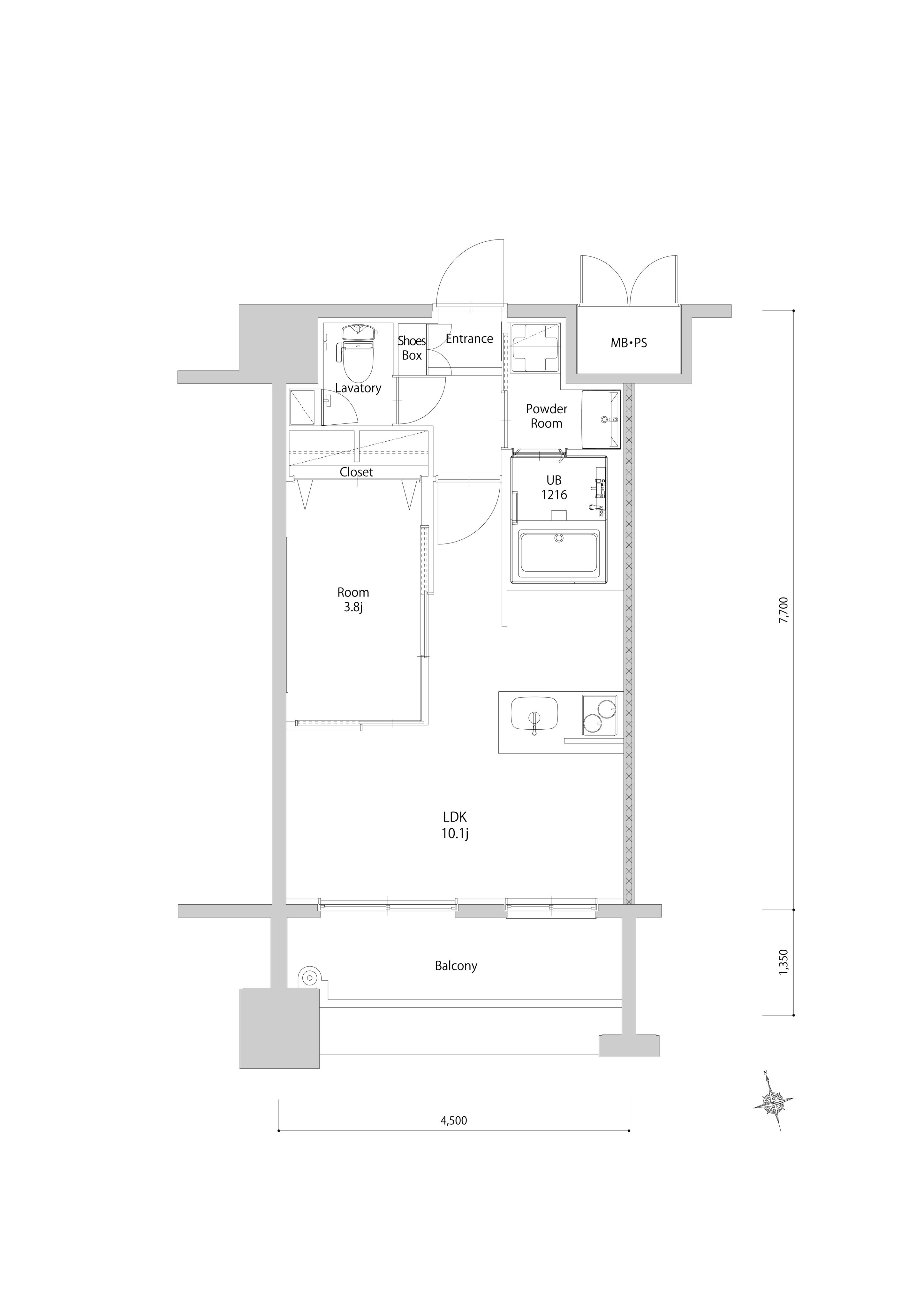 エンクレスト博多EXCEED(1LDK/4階)の間取り写真