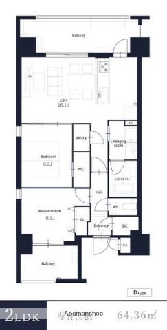 TONOクリスタル上人橋(2LDK/8階)の間取り写真