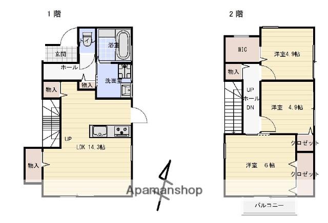 西鉄天神大牟田線 大橋駅(福岡) 徒歩8分 2階建 築6年(3LDK)の間取り写真