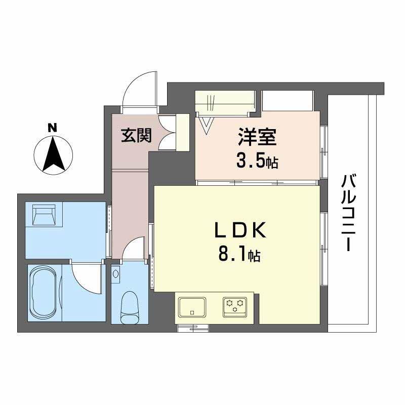 プロキオン大濠(1LDK/3階)の間取り写真
