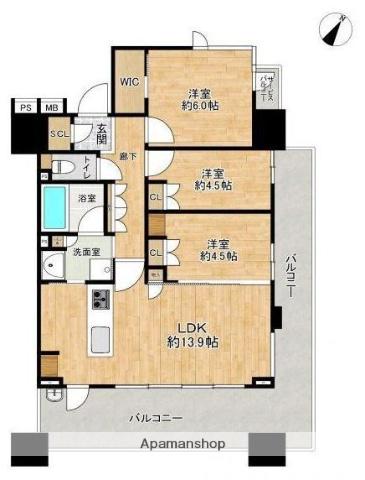 クリオ渡辺通サザンマークス(3LDK/5階)の間取り写真