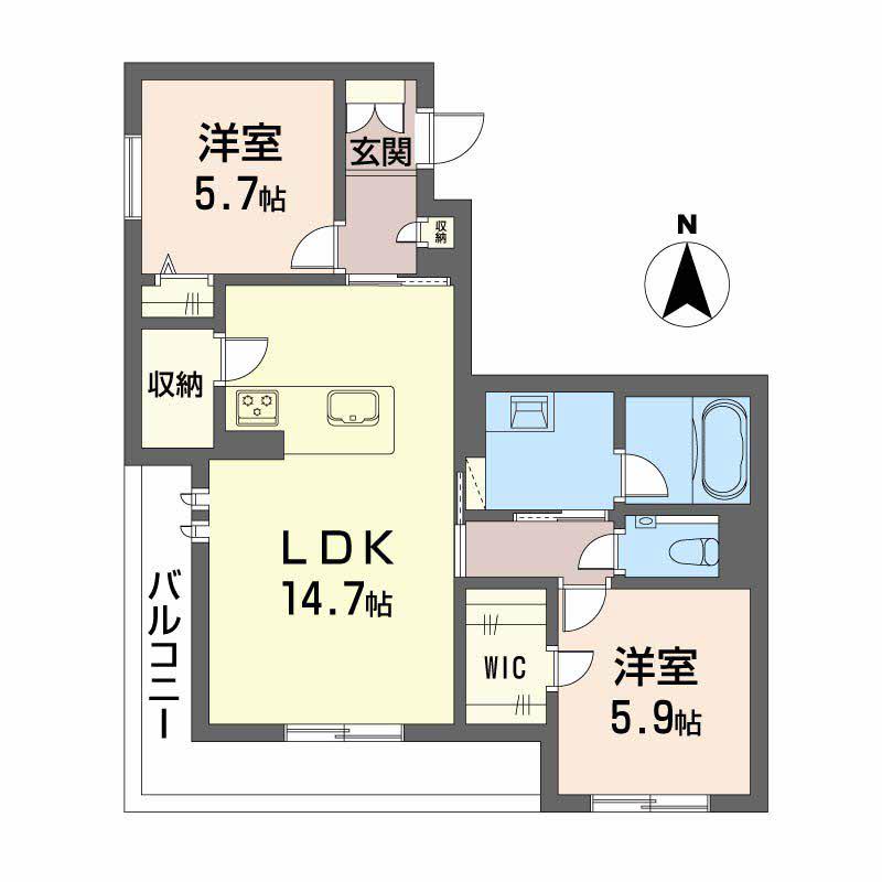 グランフォレスト赤坂(2LDK/3階)の間取り写真