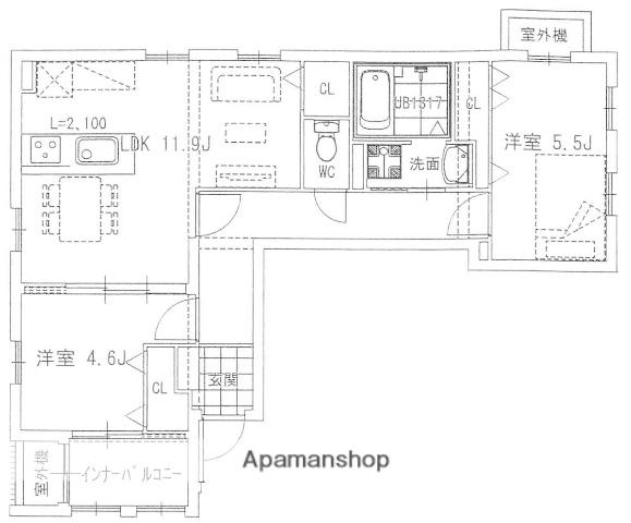 ZIP OHORI サウス(2SLDK/4階)の間取り写真