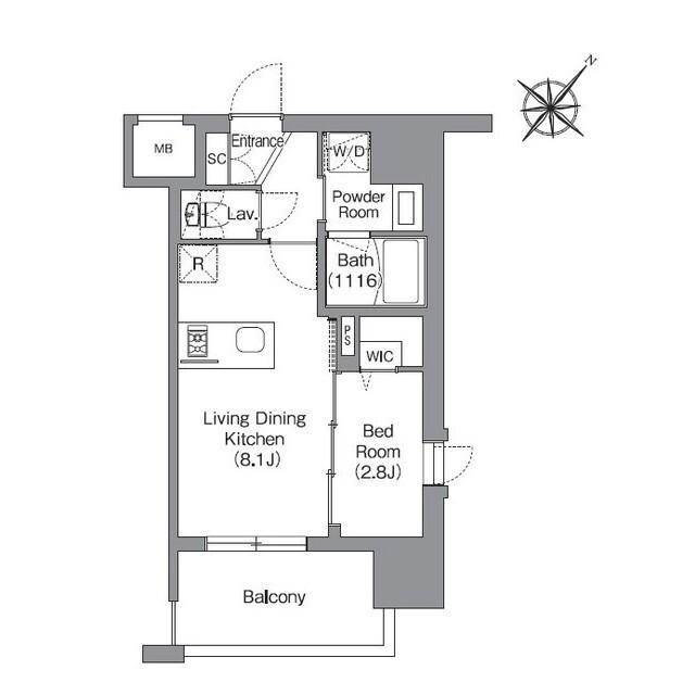 シーズンフラッツ渡辺通(1LDK/5階)の間取り写真