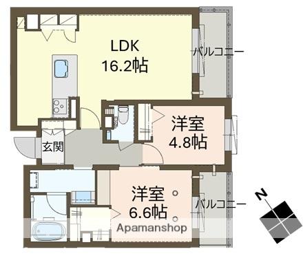 シャーメゾン光(2LDK/2階)の間取り写真