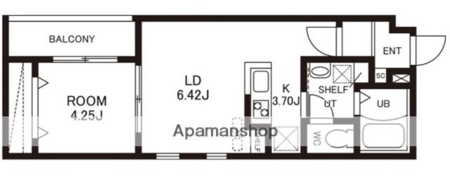 CHERIM竹下イースト(1LDK/3階)の間取り写真