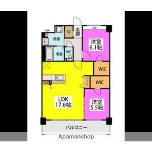 ビオネ美野島(2LDK/3階)の間取り写真