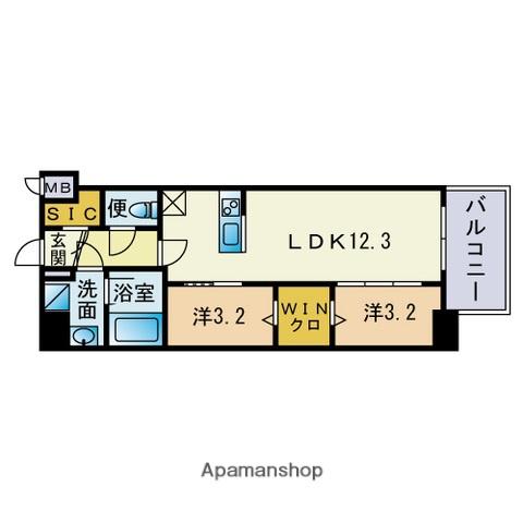 ALATO 六本松(2LDK/7階)の間取り写真