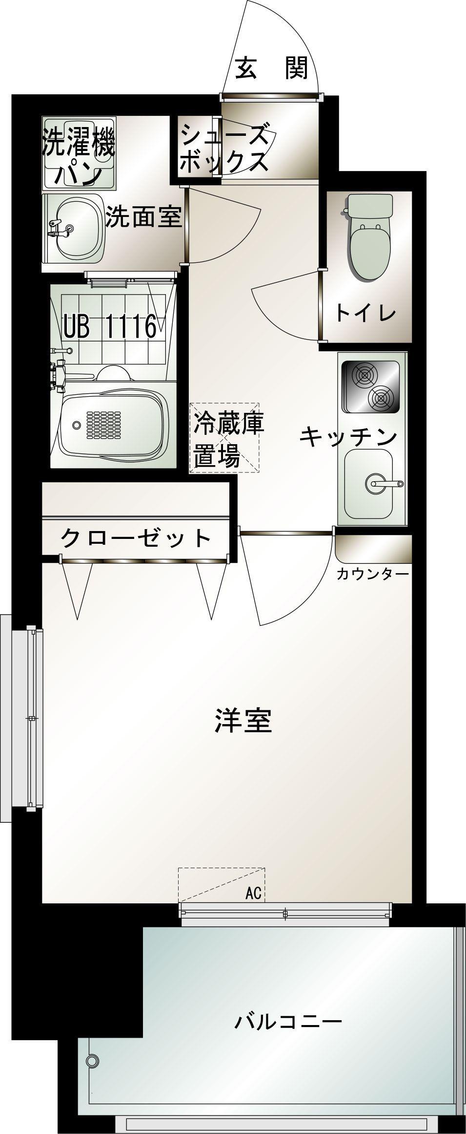 新品きマンション博多駅前31B(1K/5階)の間取り写真