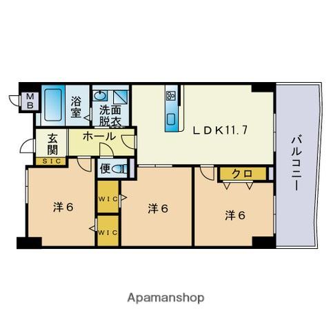 リオグランデ博多(3LDK/6階)の間取り写真