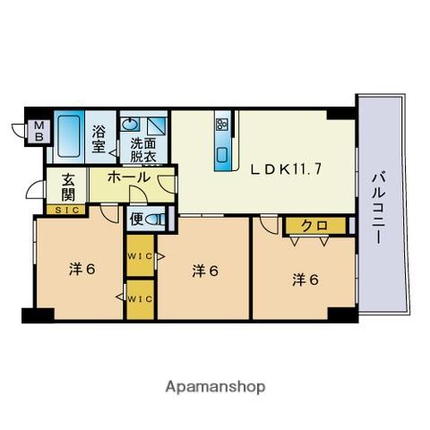 リオグランデ博多(3LDK/11階)の間取り写真