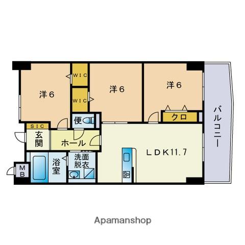 リオグランデ博多(3LDK/3階)の間取り写真