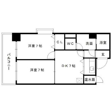 エステートモア博多駅前(2DK/7階)の間取り写真