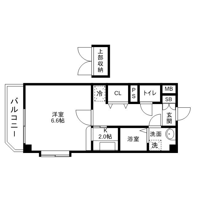 ルネス六本松(1K/1階)の間取り写真