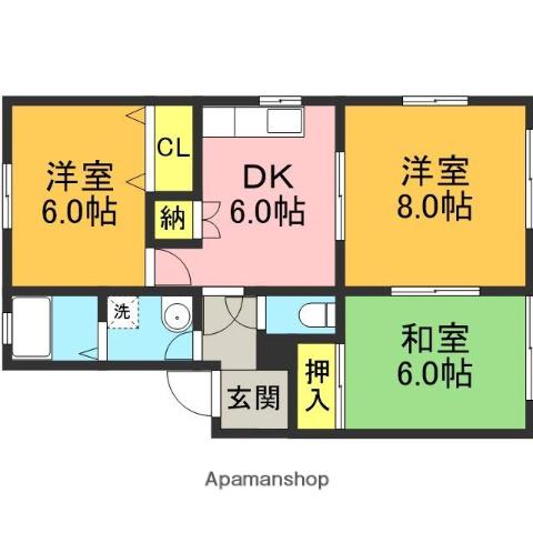 EBISUハイツ(3DK/1階)の間取り写真