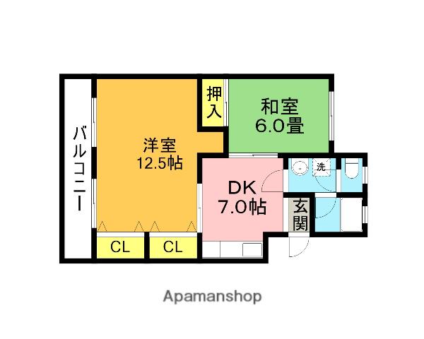 オレンジ横田(2DK/2階)の間取り写真