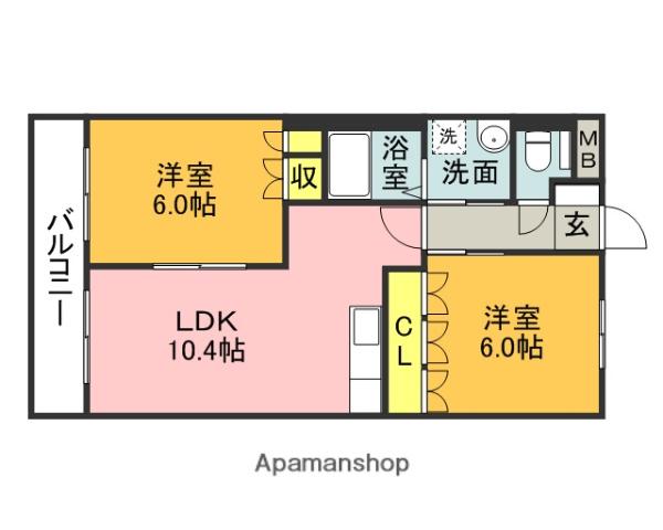 ロイヤルハイツ1(2LDK/2階)の間取り写真