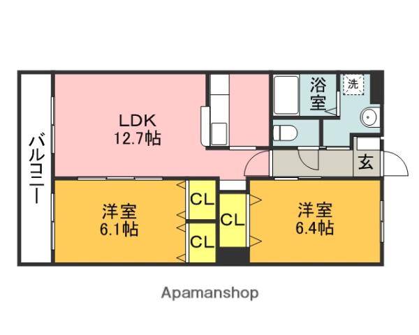 BREEZE HILL 千1(2LDK/2階)の間取り写真