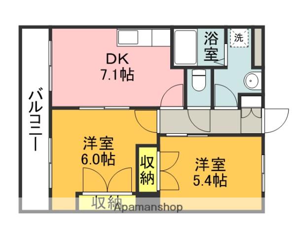 ESPERANZA1(2DK/2階)の間取り写真