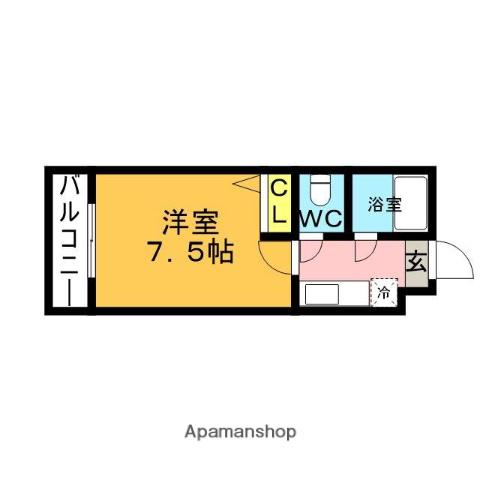 ウィザード九工大前(1K/4階)の間取り写真